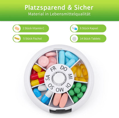 Tablettenbox 7 Tage Klein Pillendose Medikamentenbox Wochenbox für
