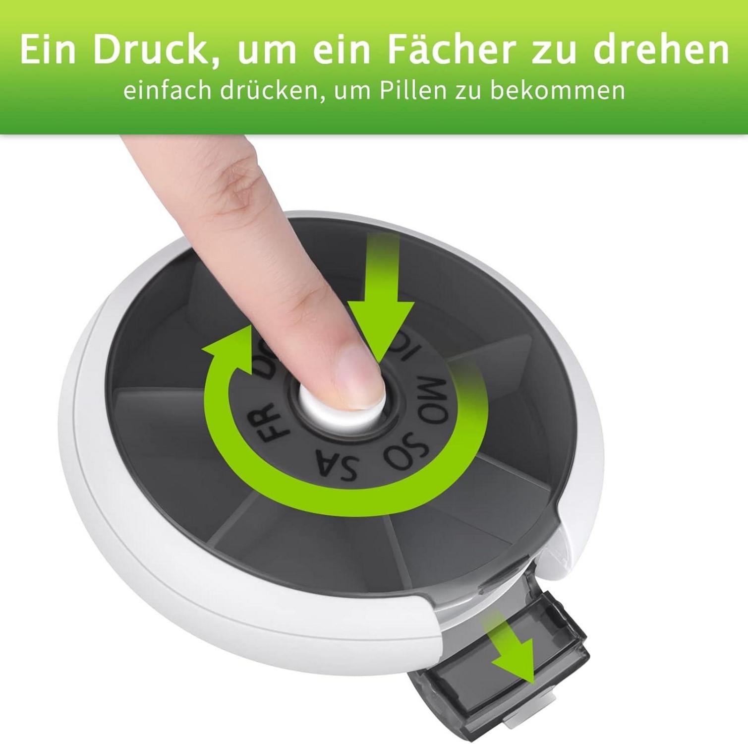 Tablettenbox 7 Tage Klein Schwarz Medikamentenbox Unterwegs Rund