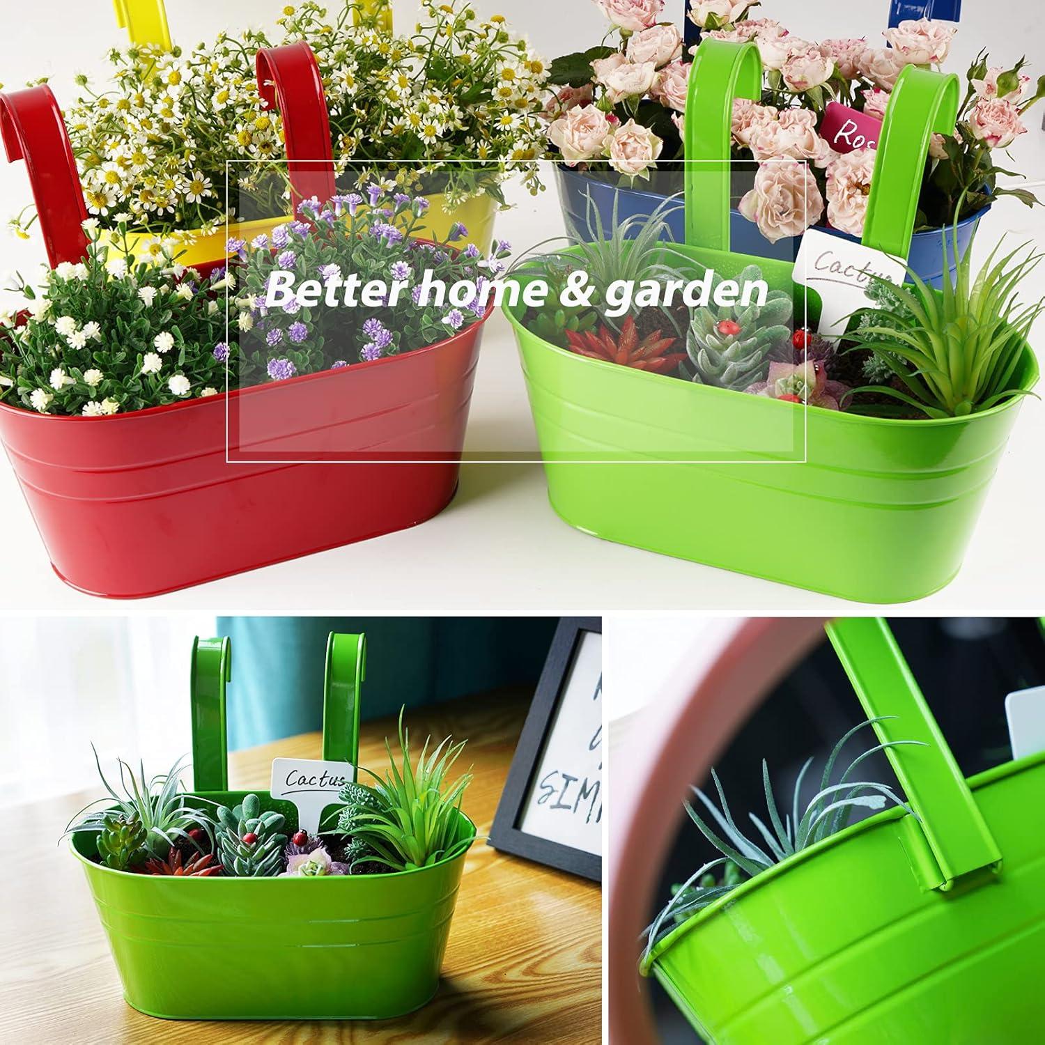 4er Set Hängender Blumentopf Gelb Rot Grün Blau 27,5x14x12cm
