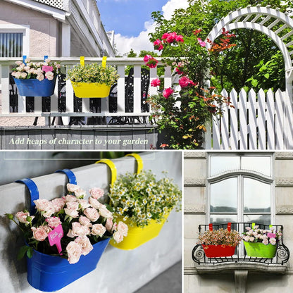 4er Hängender Blumentopf Set Metall Pflanztopf Balkon 27,5x14x12cm