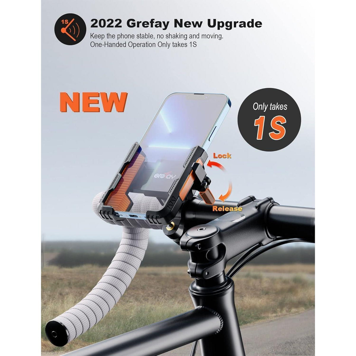 Fahrrad Handyhalterung Schnellspanner 1s, 360° Drehung
