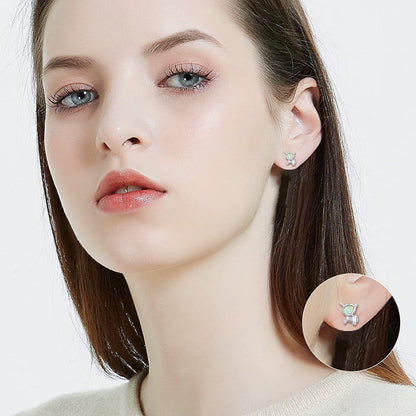 Einhorn Ohrringe 925 Sterling Silber Opal Ohrstecker