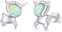 Einhorn Ohrringe Sterling Silber Opal Ohrstecker Hypoallergener