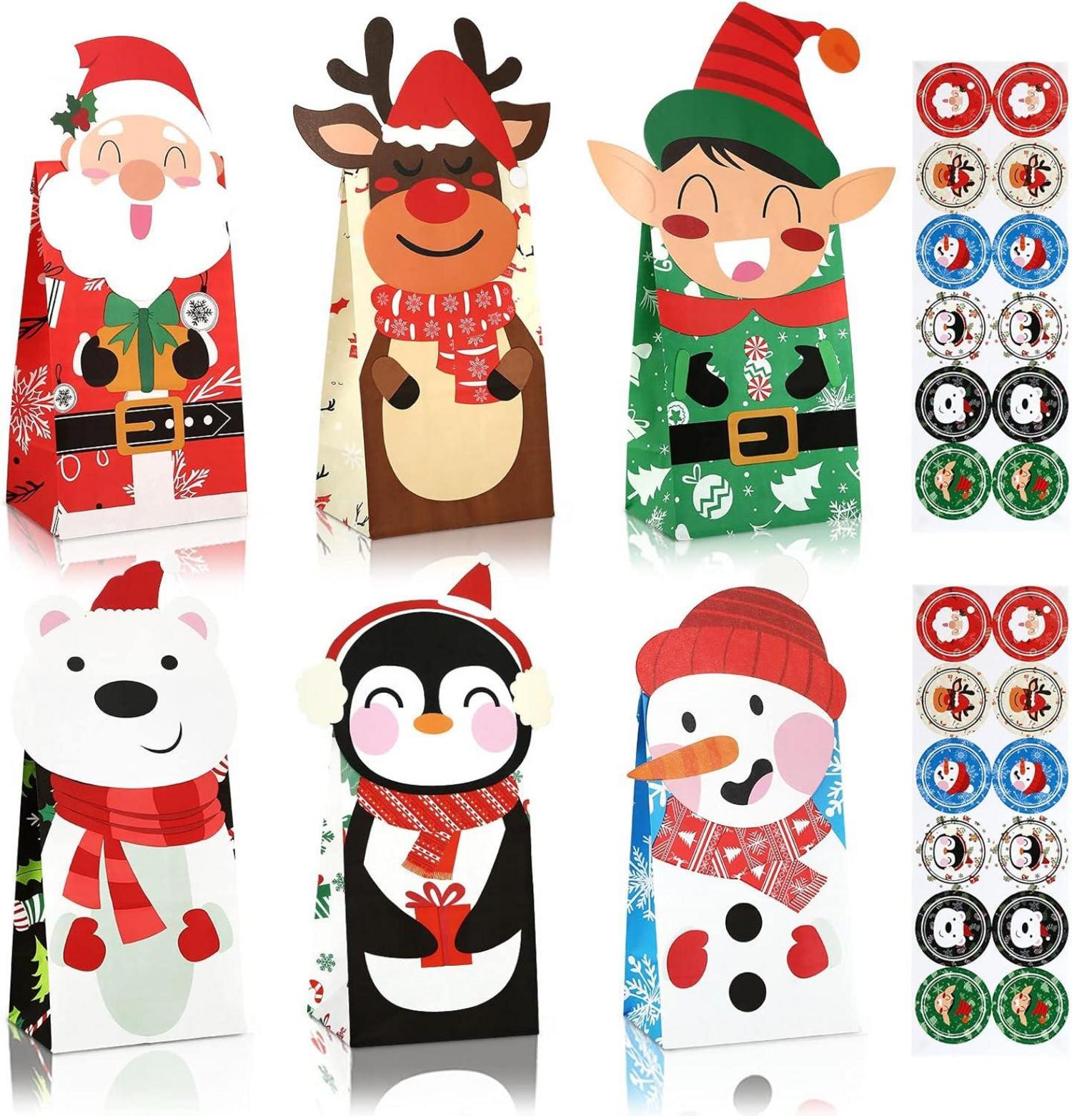 24pcs LIHAO Weihnachten Geschenktüten Papiertüten Süßigkeiten Beutel