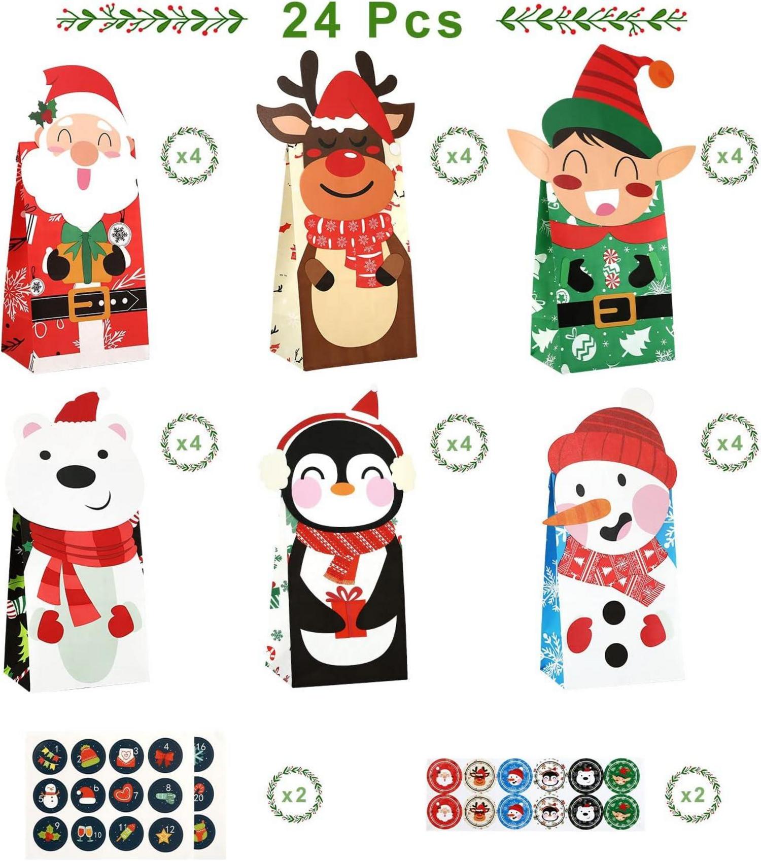 LIHAO Weihnachten Geschenktüten 24pcs Papiertüten