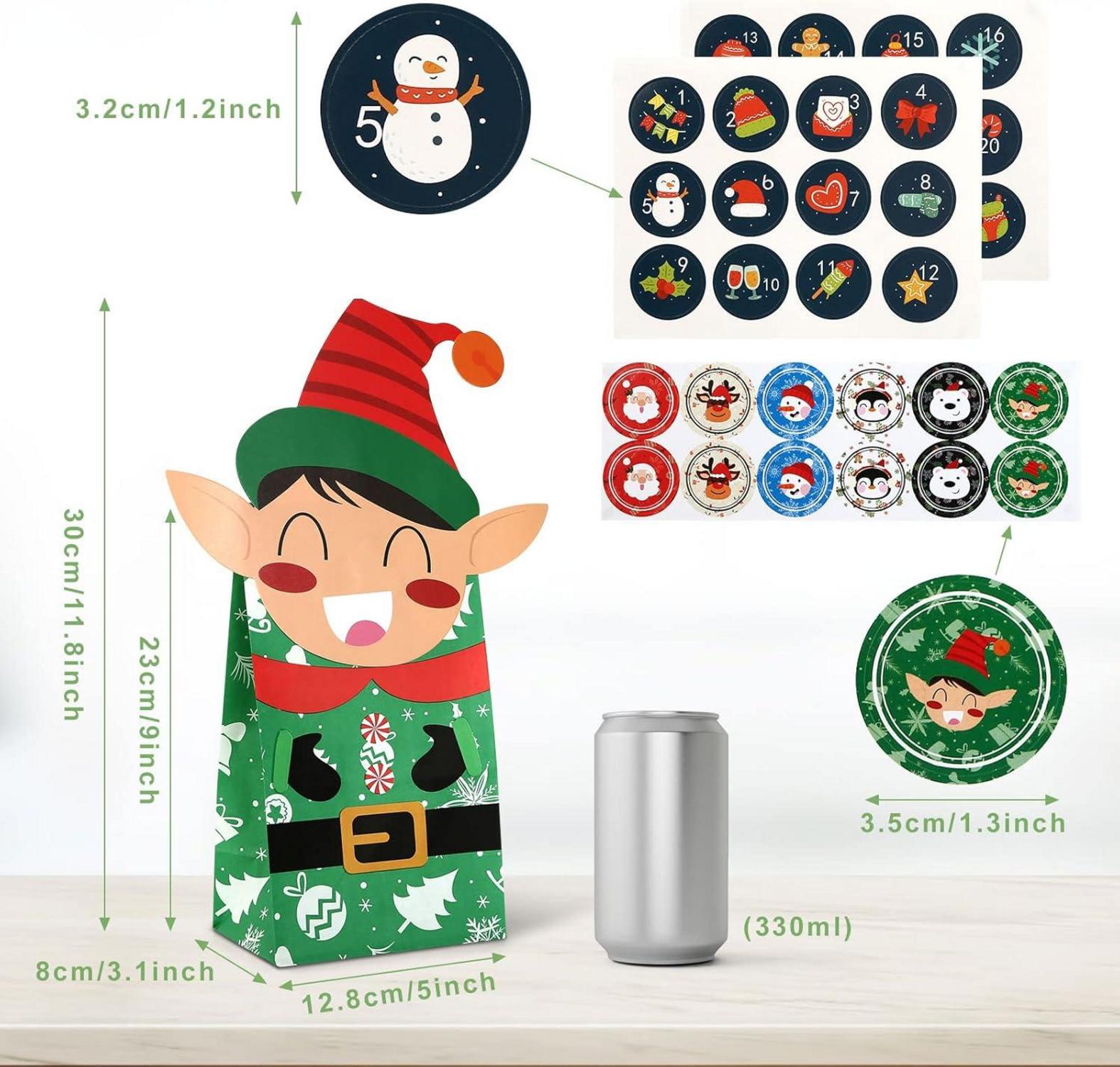 24pcs LIHAO Weihnachten Geschenktüten Papiertüten Süßigkeiten Beutel