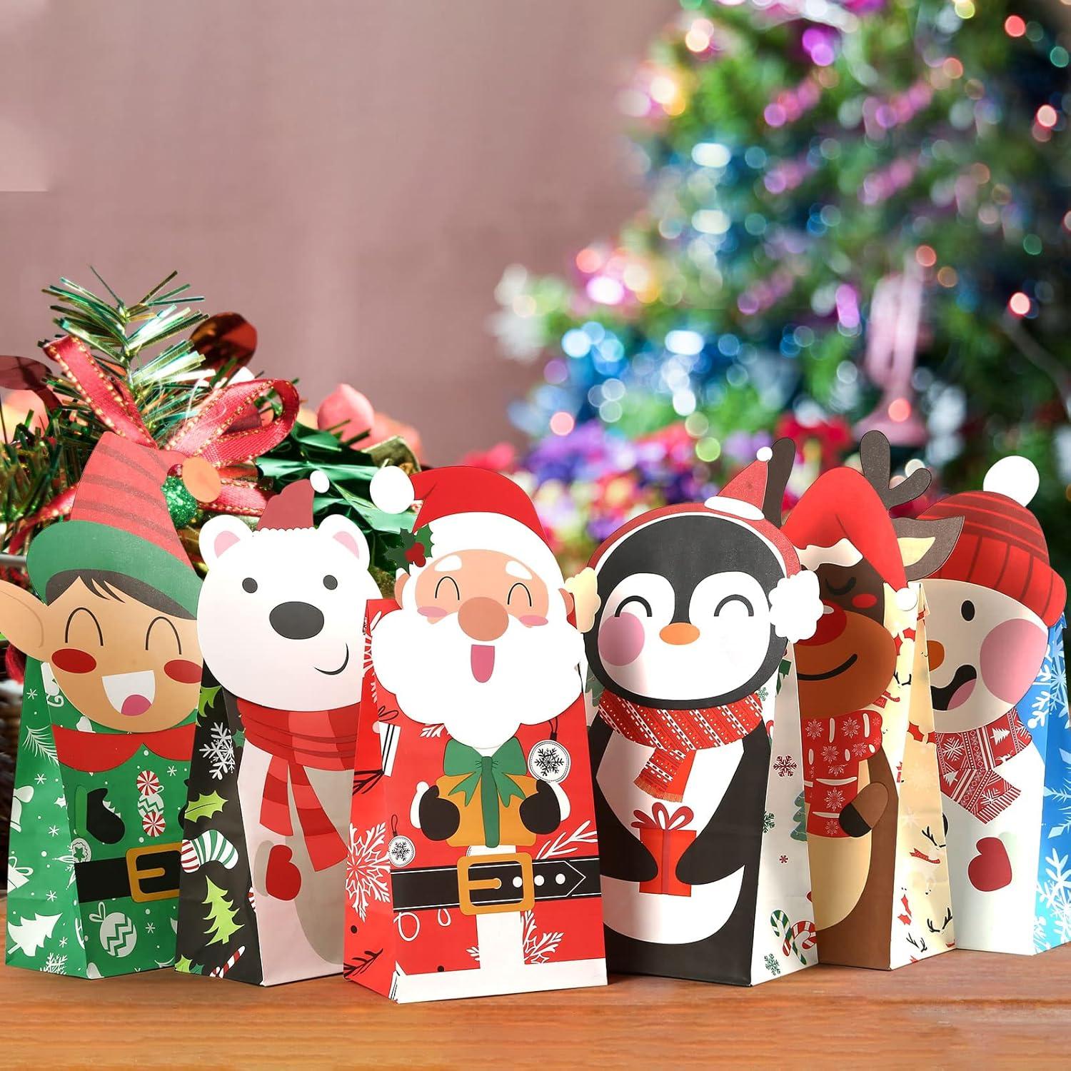 24x Weihnachten Geschenktüten Papiertüten Süßigkeiten Beutel - 6 Stile