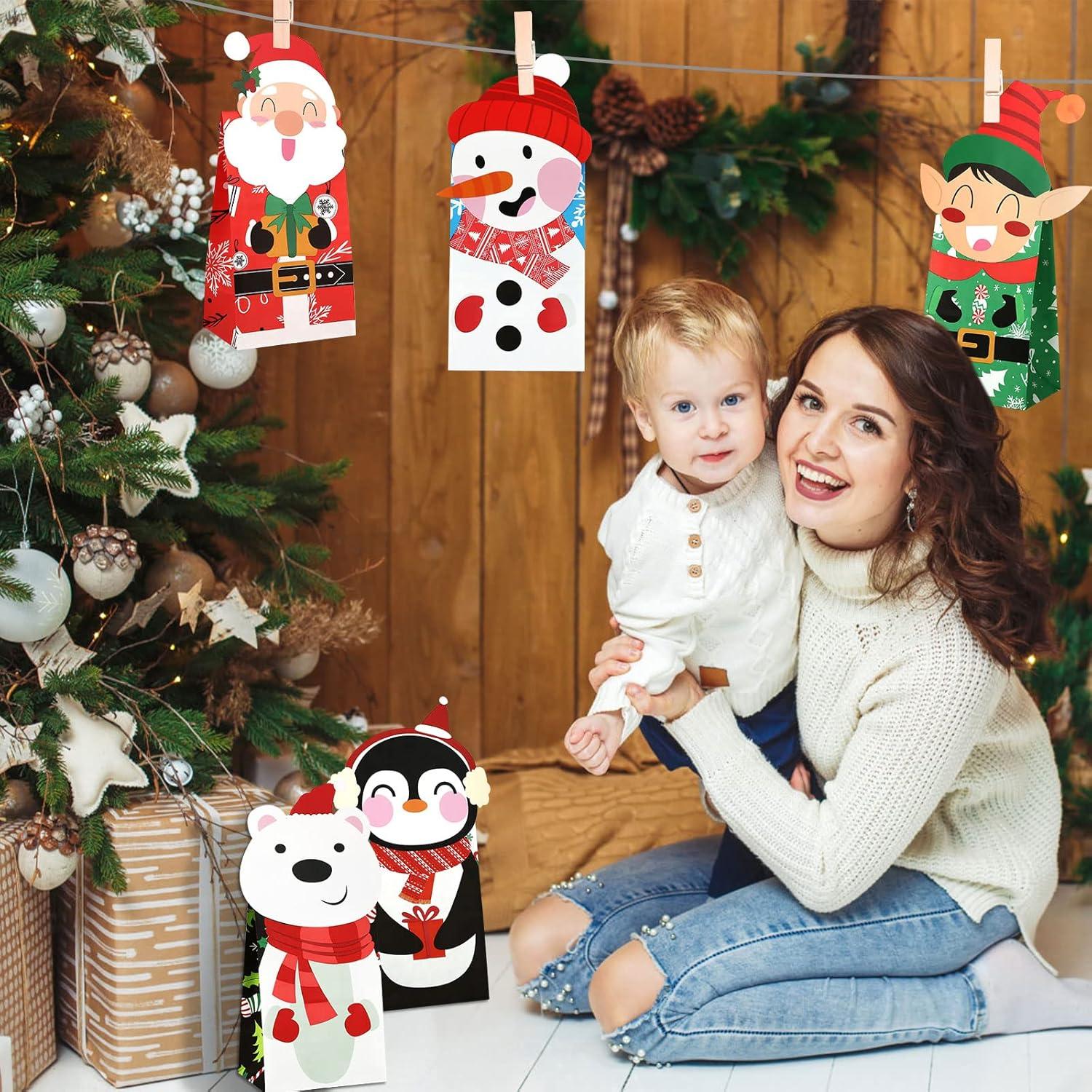 Geschenktüten Weihnachten 24pcs Papiertüten Süßigkeiten Beutel Candy