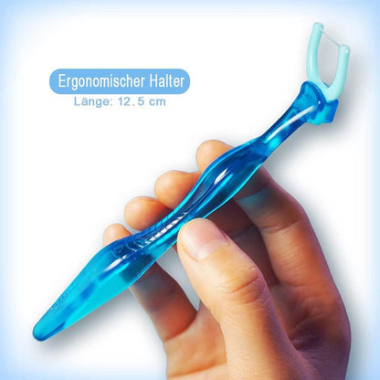 Zahnseidenhalter mit 200 Extra-Reißfest-Aufsteckköpfen
