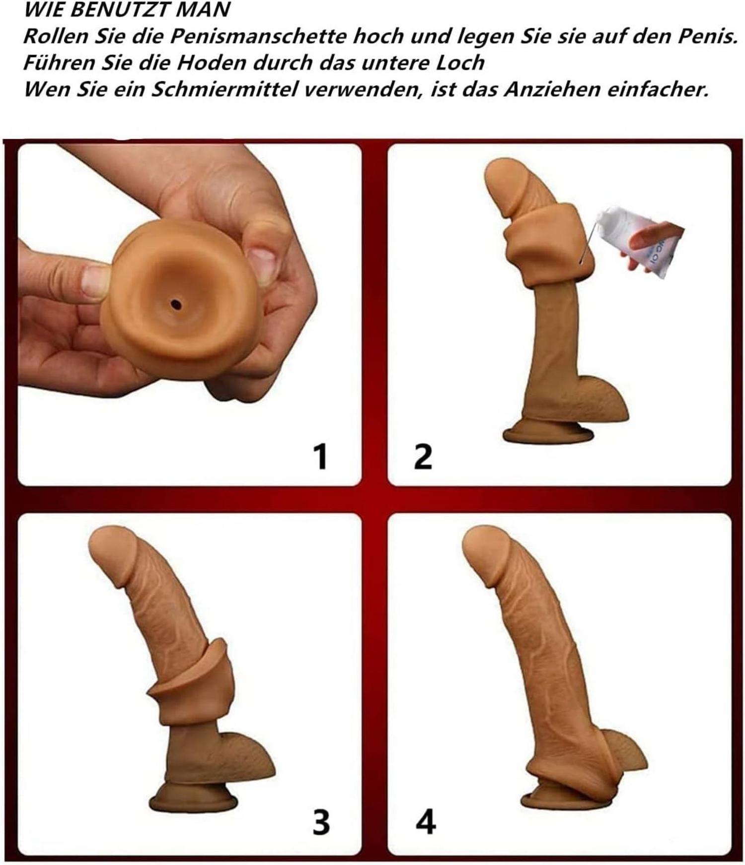 Penishülle mit Hodenringen für Männer Braun - Verzögerung Ejakulation