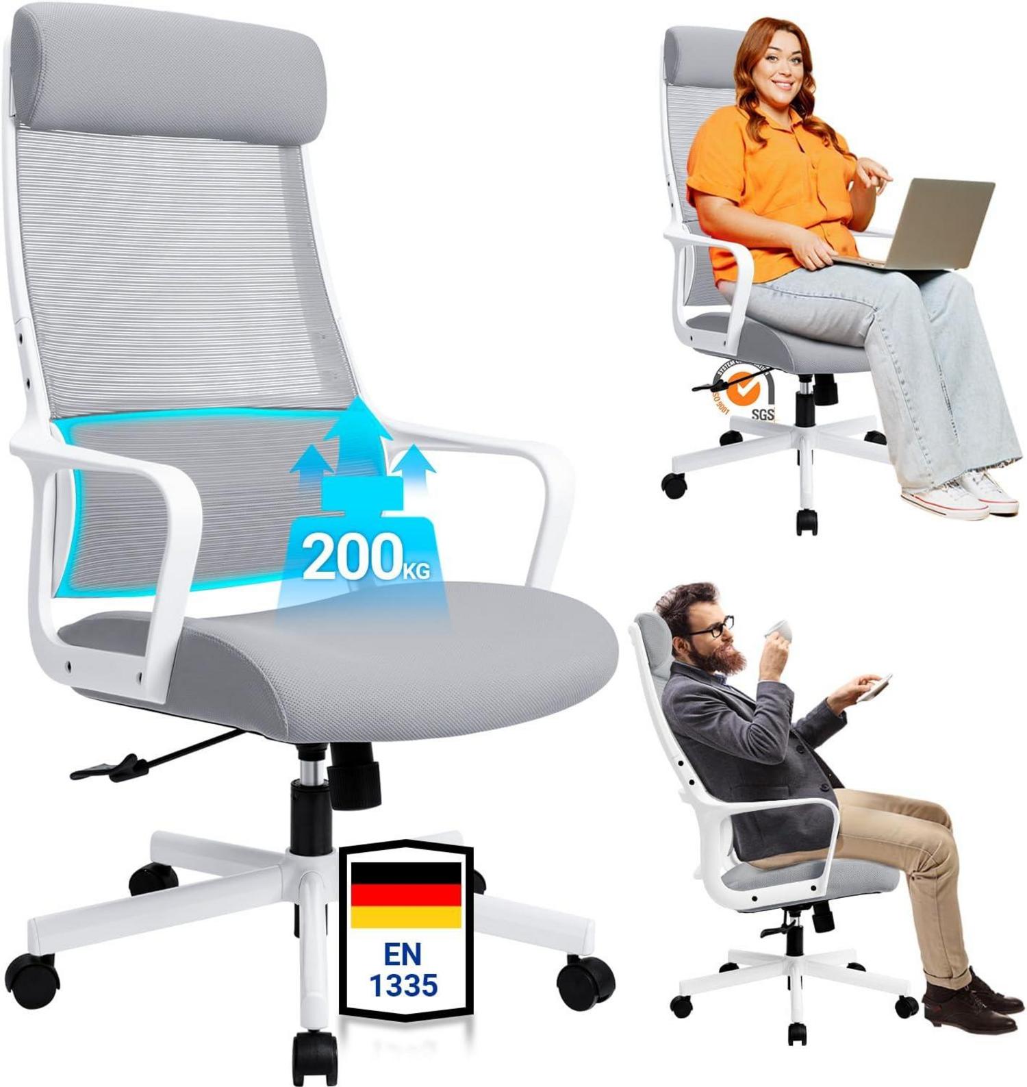 Ergonomischer Bürostuhl mit Verstellbarer Kopfstütze und 200 kg