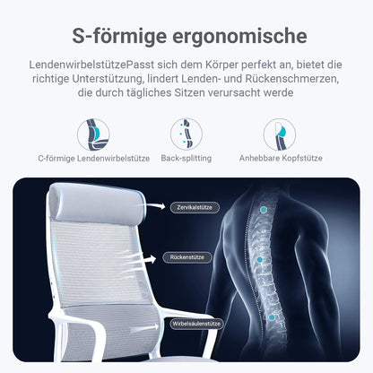 Ergonomischer Bürostuhl 200 kg Gasdruckfeder Klasse 4 Grau EN 1335