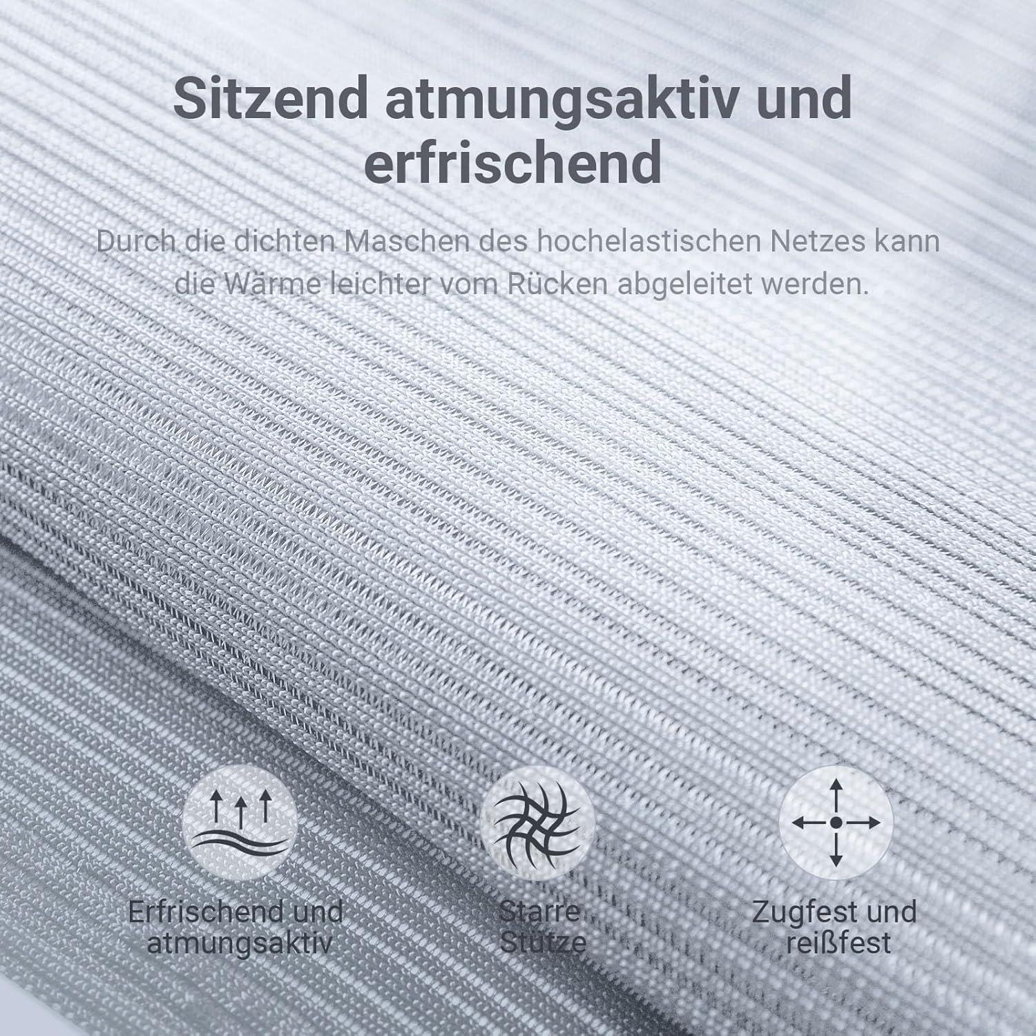 Bürostuhl Ergonomisch, Schreibtischstuhl 200 kg, Gasdruckfeder Klasse 4, Breites Sitzkissen, Lendenwirbelstütze, Mesh Stuhl, EN 1335, Grau