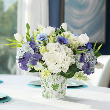 Deko Pflanzgefäße 4er Set Blumentopf Shabby Chic Zink Töpfe Blattmotiv