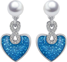 Blau Exquisite Damen Ohrstecker 925 Silber Zirkonia Perlen