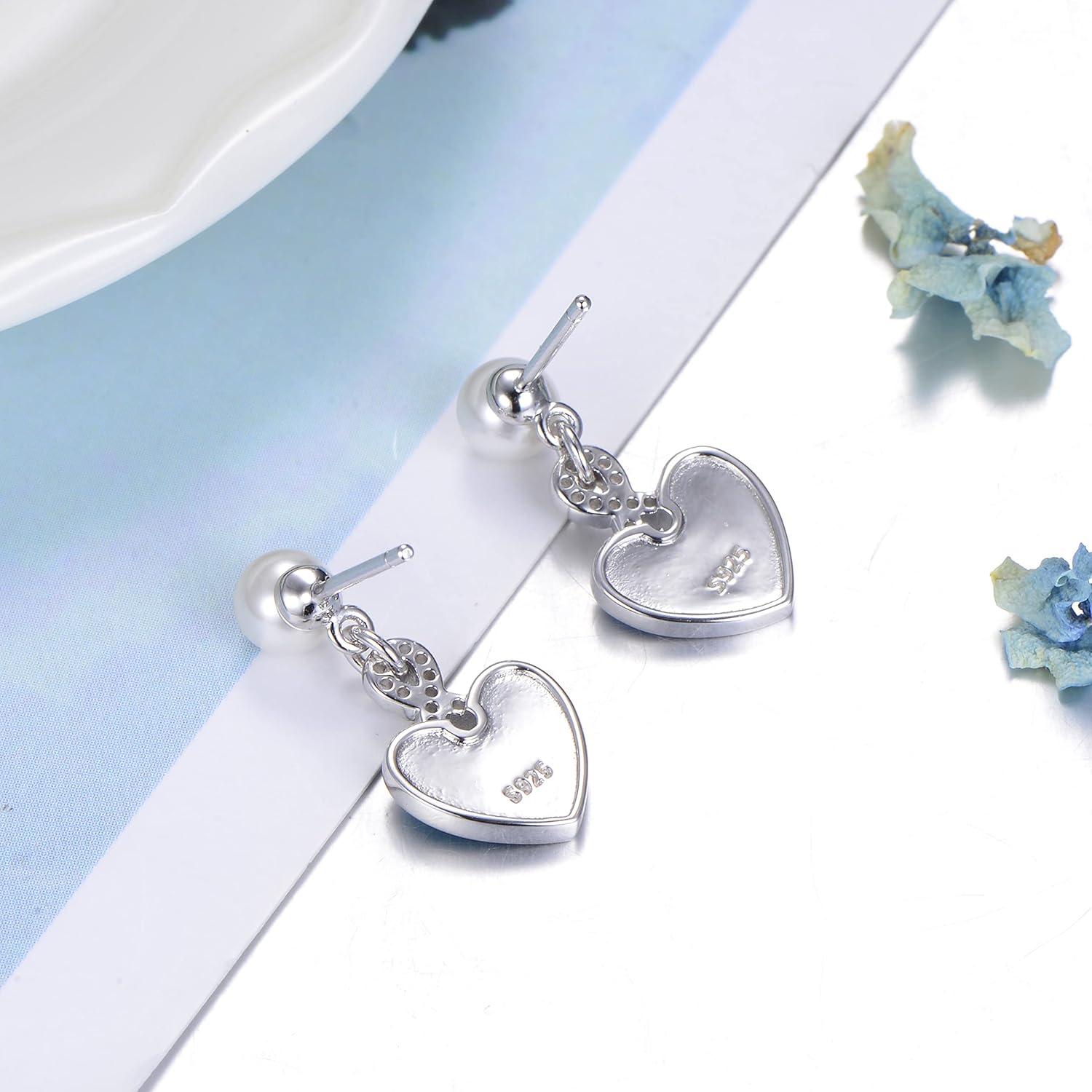 Damen Ohrstecker 925 Silber Zirkonia Perlen Blau-Perlen