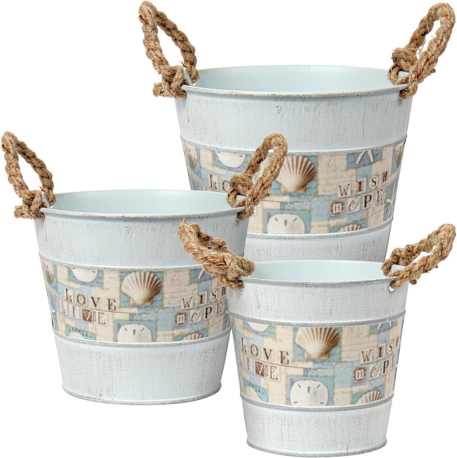 Pflanztöpfe Zinkwanne 3-teilig Pflanzschale Weiß Blumenübertopf