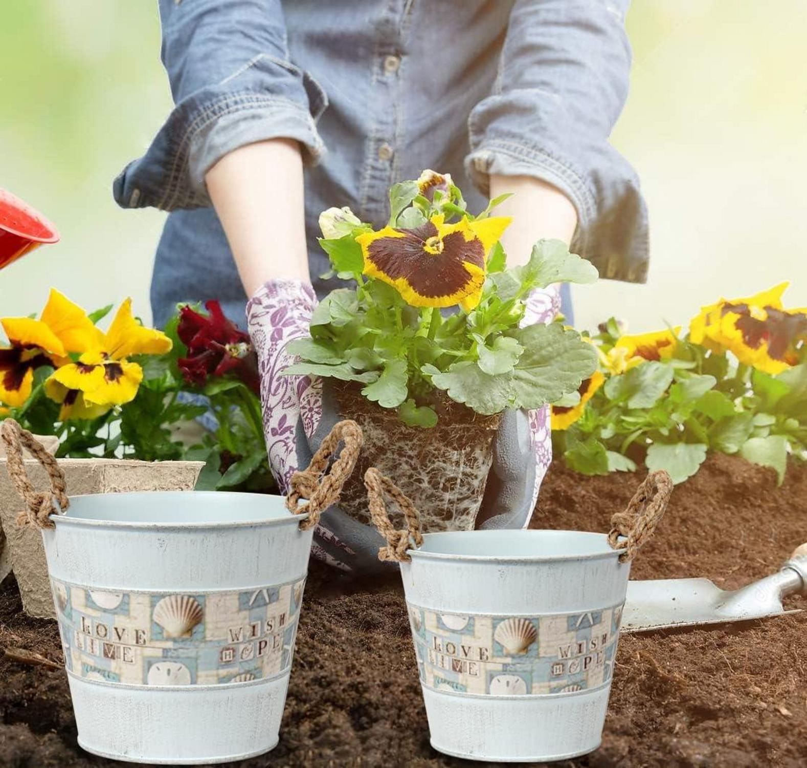 Pflanztöpfe Zinkwanne 3-teilig Blumen Pflanztopf Dekorativ Planters