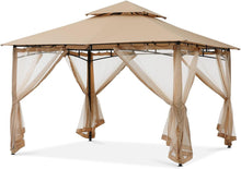 Doppeldach Gartenpavillon 3x3,6m mit 4 Netzwänden khaki
