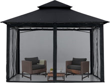 Gartenpavillon Doppeldach 2,5 x 2,5 m mit 4 Netz Schwarz