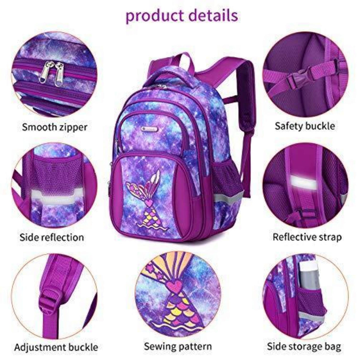 Kinderrucksack Meerjungfrau – Schulrucksack für Jungen & Mädchen 5-10 Jahre