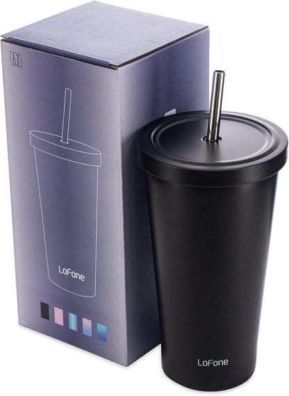 Isolierter Thermobecher 500ml Doppelwandig Edelstahl schwarz