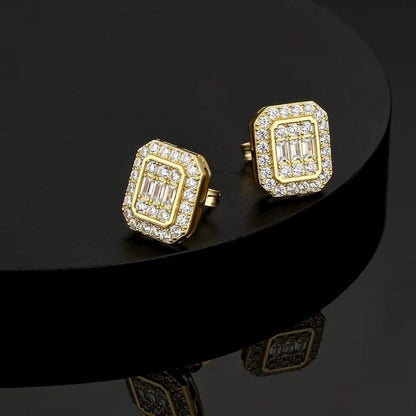 KRKC&CO S925 Silber Iced Out Ohrringe Herren 14K Gold Zirkonia allergiefrei 10mm