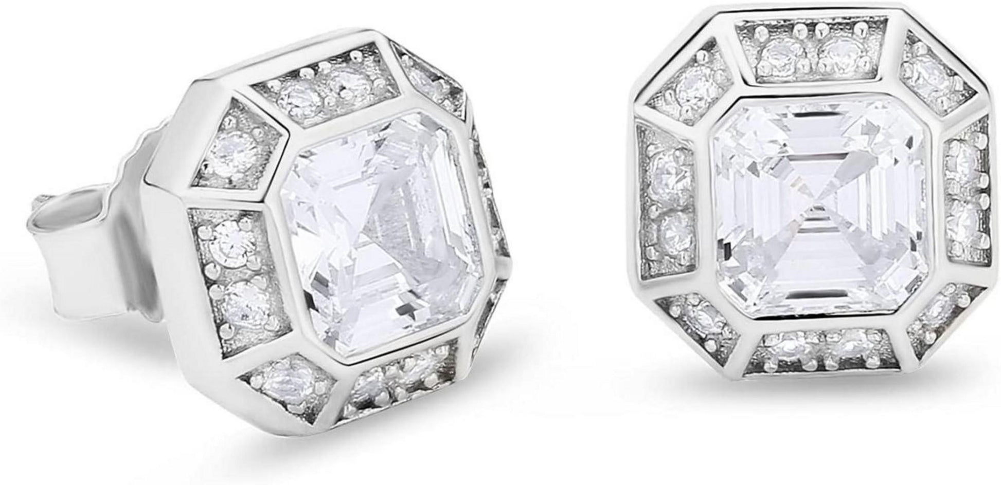 Silber Ohrringe Herren Iced Out 14K Gold beschichtet Zirkonia Steine