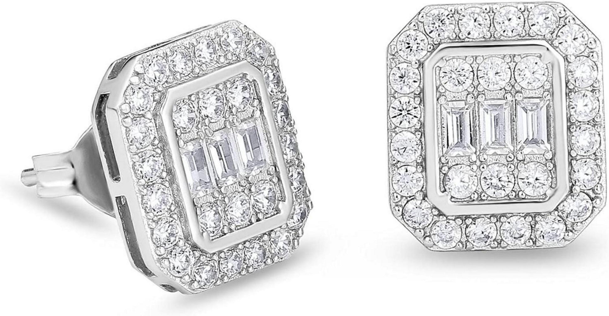 KRKC&CO Silber Ohrringe Herren Iced Out Zirkonia