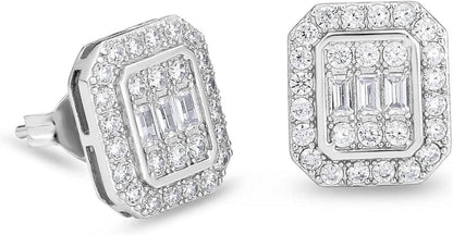 KRKC&CO Silber Ohrringe Herren Iced Out Zirkonia