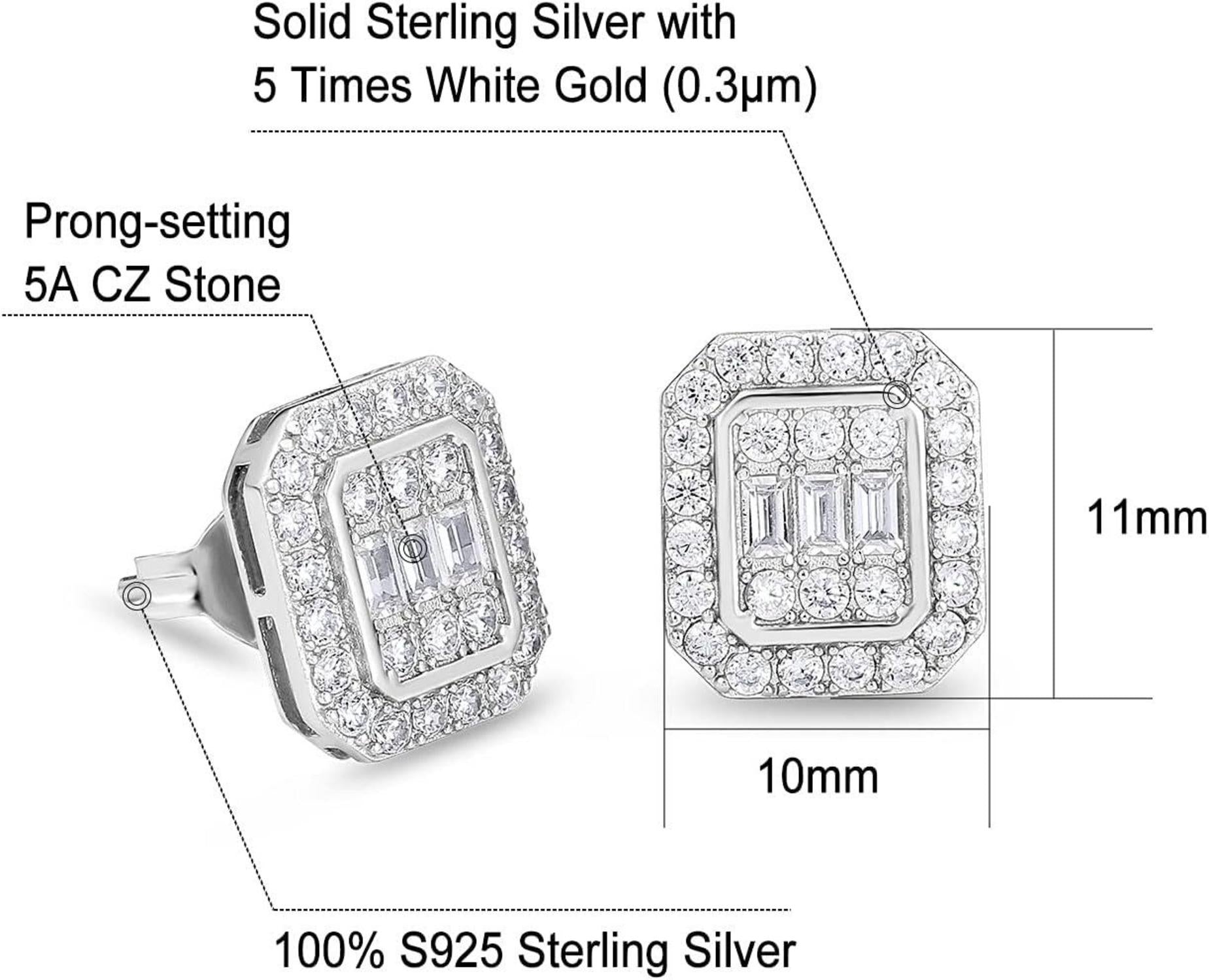 KRKC&CO Silber Ohrringe Herren 14K Gold Beschichtet Zirkonia 10mm
