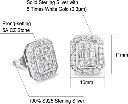 KRKC&CO Silber Ohrringe Herren 14K Gold Beschichtet Zirkonia 10mm