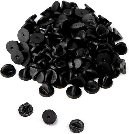 Schwarze Gummipins Schmetterlingsverschluss 100 Stück 11,5 mm