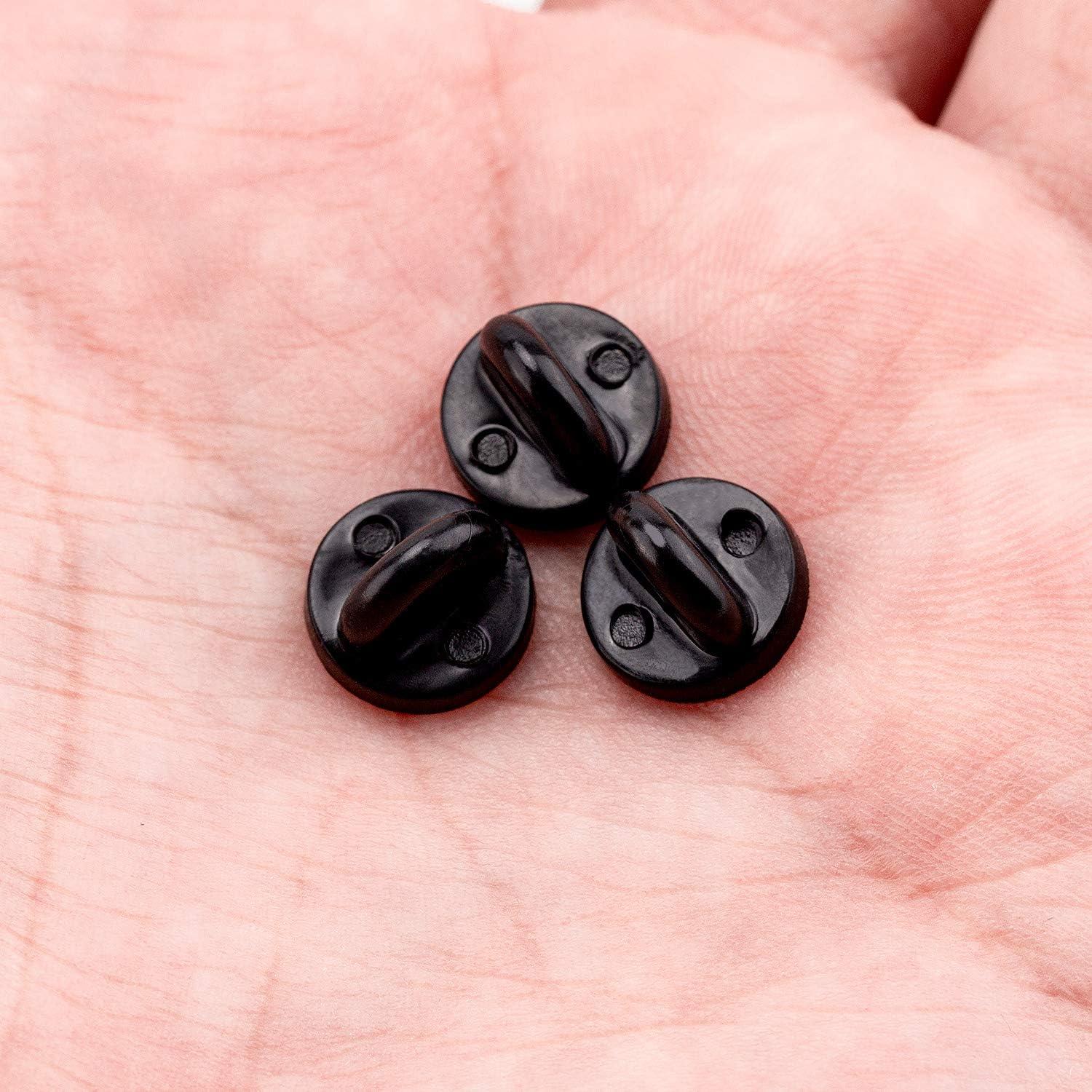 Schwarze Gummipins Schmetterlingsverschluss 100 Stück 11,5 mm