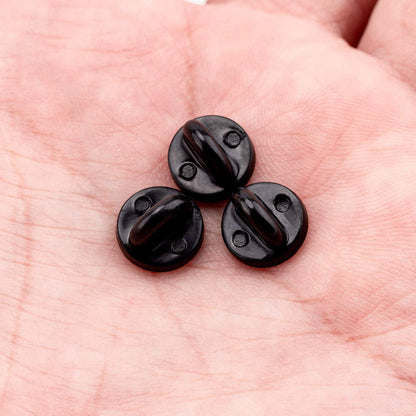 Schwarze Gummipins Schmetterlingsverschluss 100 Stück 11,5 mm
