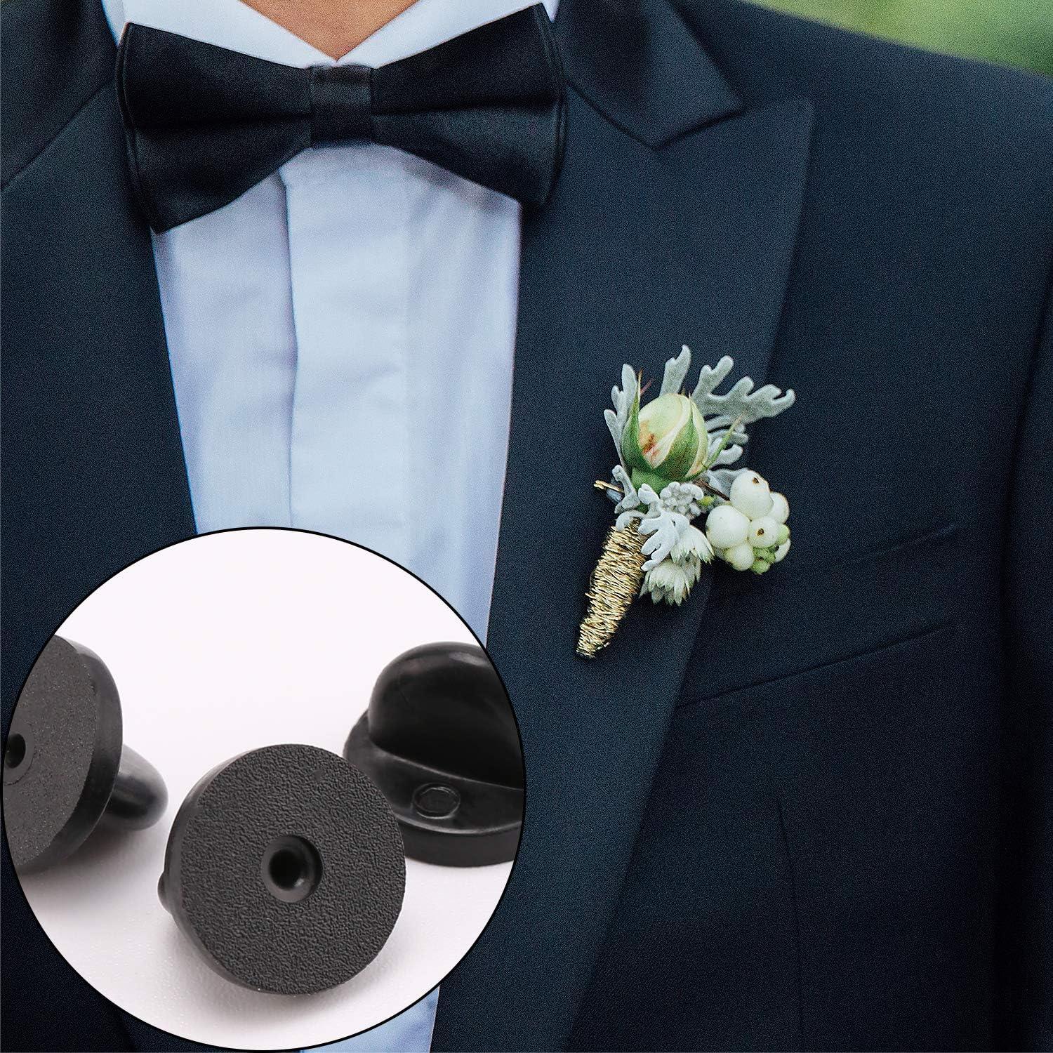 100x Schmetterlingsverschluss aus Gummi 11,5mm Schwarz