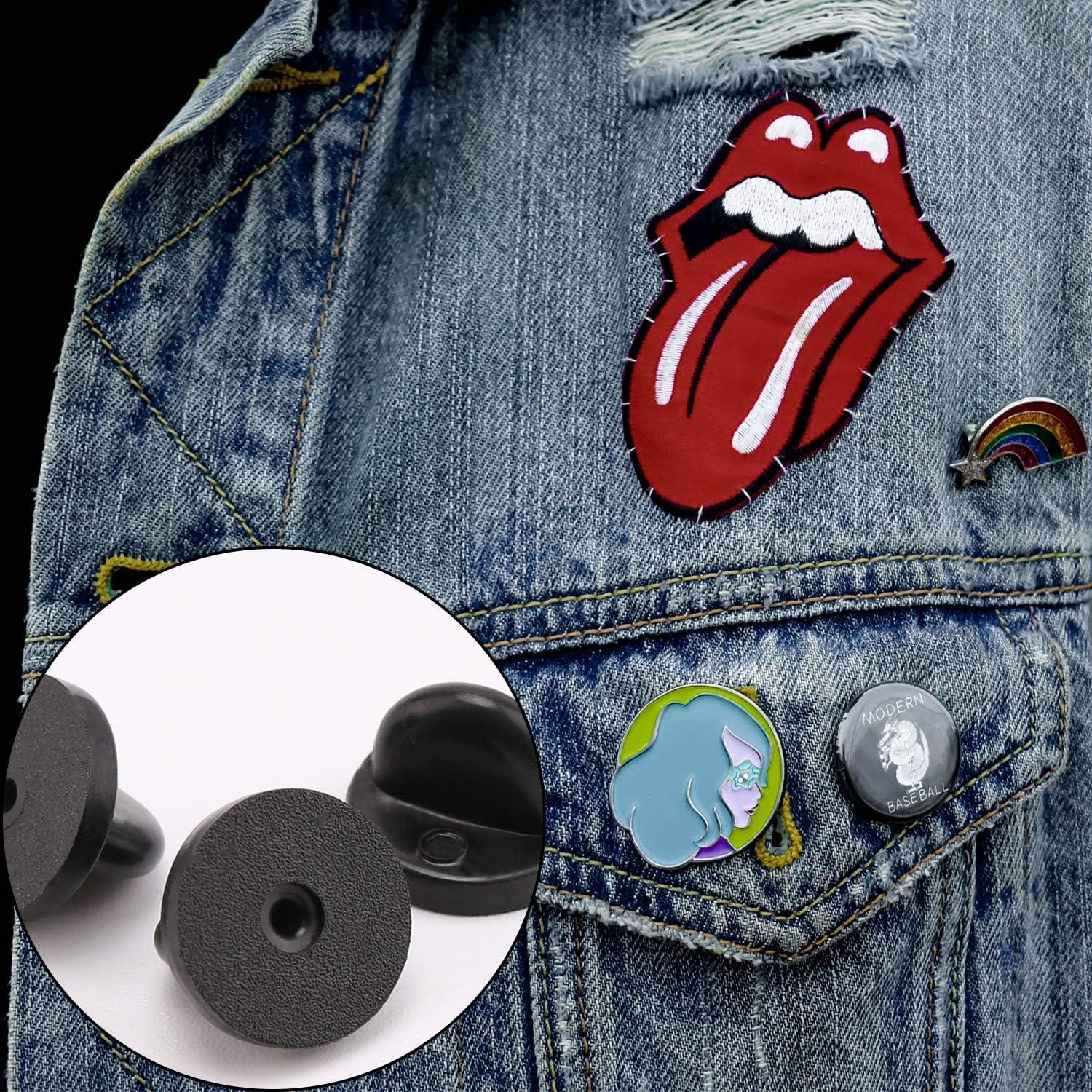 100 Stück Gummi Schmetterlingsverschluss Pins 11,5 mm Schwarz