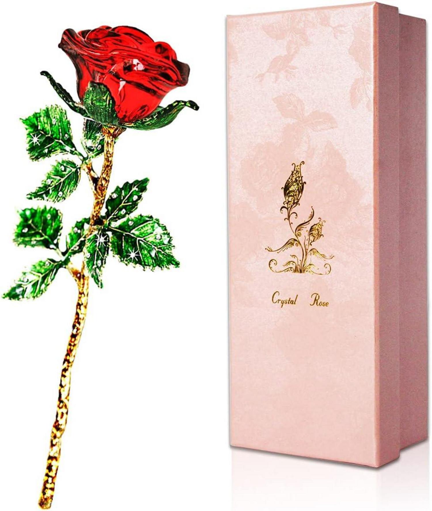 Kristall Rote Rosen Ewige Rosen Geschenkbox Glasfigur Weihnachten