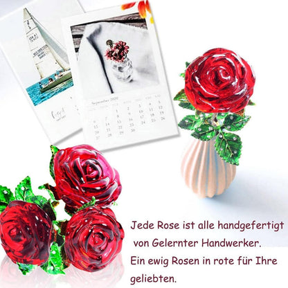 Kristall Rote Rosen Ewige Rosen Geschenkbox Glasfigur Weihnachten