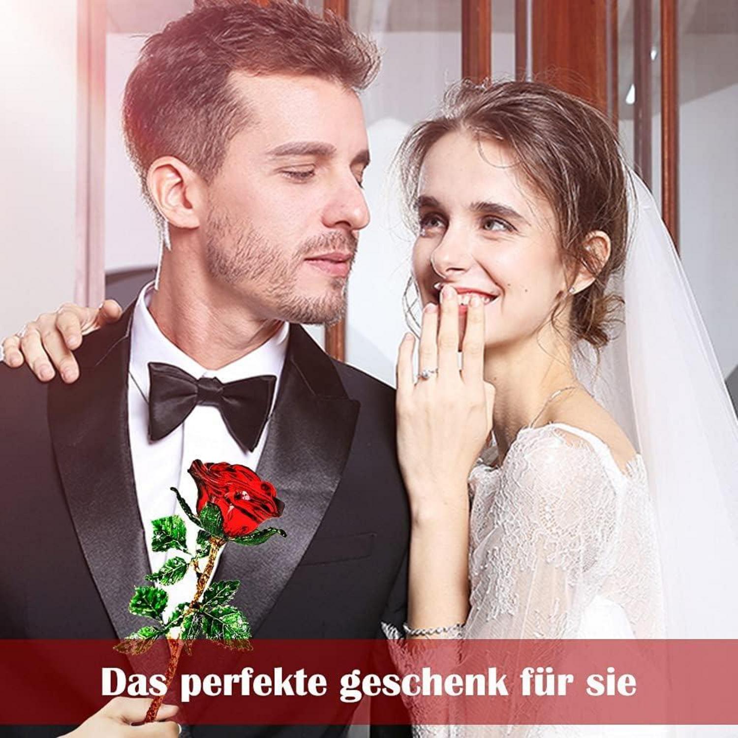 Kristall Rote Rosen Geschenkbox Ewige Rosen Figur Weihnachten
