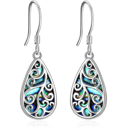 Vintage Sonnenblumen Ohrhänger 925 Sterling Silber Abalone