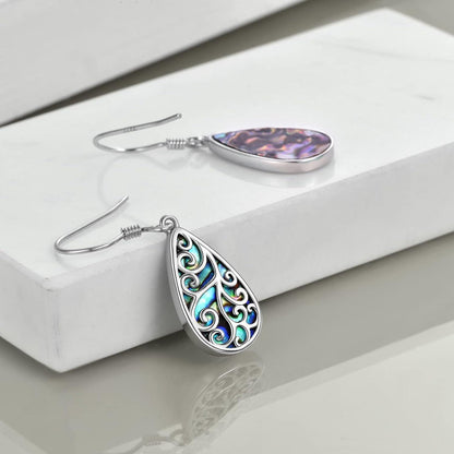 Vintage Sonnenblumen Ohrhänger 925 Sterling Silber Abalone
