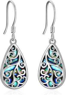 Vintage Ohrringe Abalone Boho Baumeln Tropfen Silber925