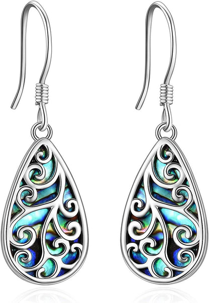 Vintage Ohrringe Abalone Boho Baumeln Tropfen Silber925