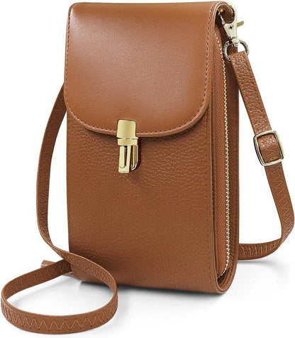 Damen Handy Umhängetasche aus Echtem Leder - Crossbody Schultertasche