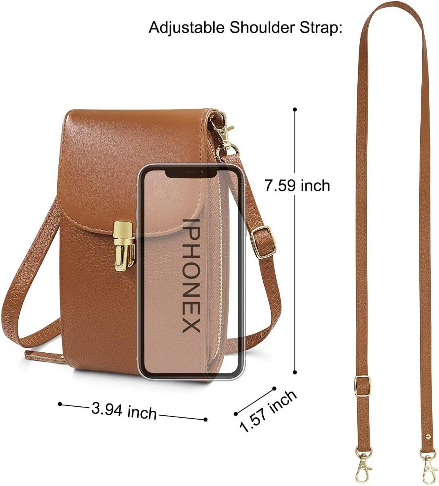 Damen Handy Umhängetasche Echtes Leder Schultertasche Crossbody Braun