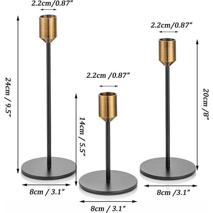 Gold Schwarz Kerzenständer 3er Set Metall Vintage Modern