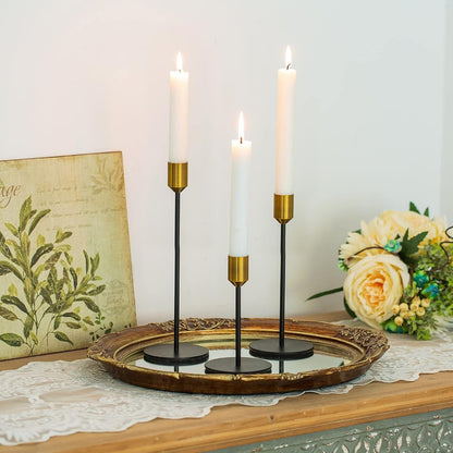 Kerzenständer Set 3er Antikgold Schwarz Metall Vintage Modern 24 20 14 cm