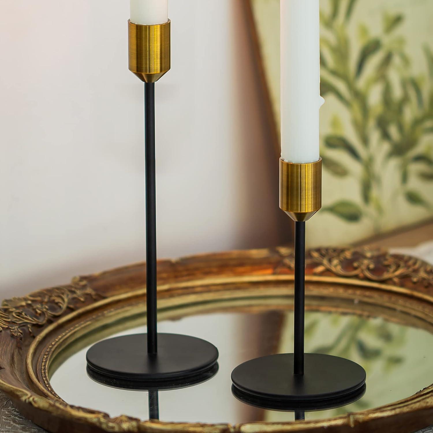 Kerzenständer 3er-Set Gold Schwarz Metall Vintage Modern 24/20/14cm