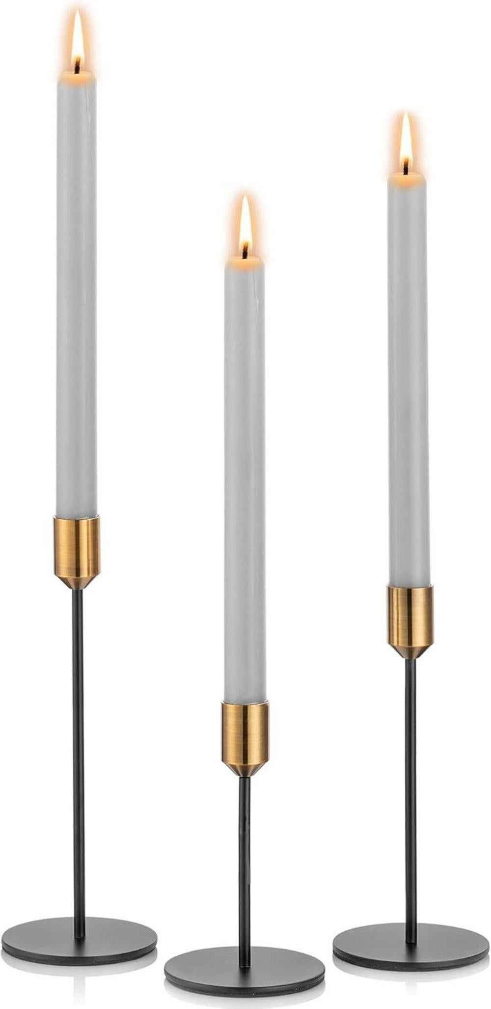 Romadedi Kerzenständer 3er-Set Gold Schwarz Vintage Modern 24/20/14cm